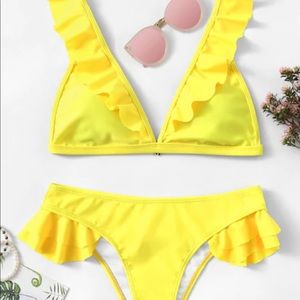 SHEIN Yellow Ruffle swim suit